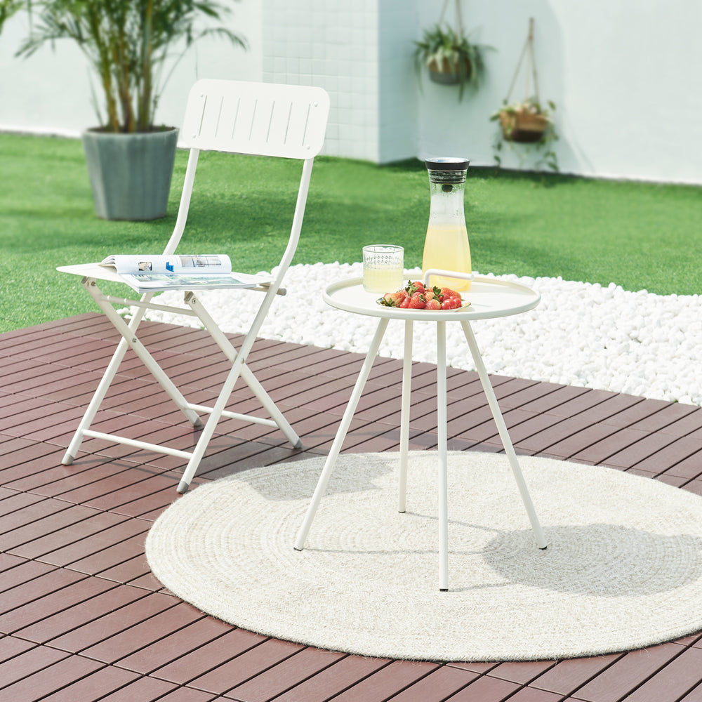Mesa terraza Fosen redonda con asa acero - [en.casa]