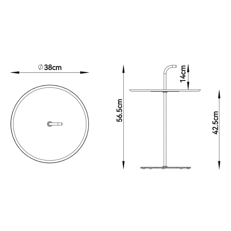 Målskitse Udendørs metalbord Calimera 56,5 x Ø 38 cm [casa.pro]