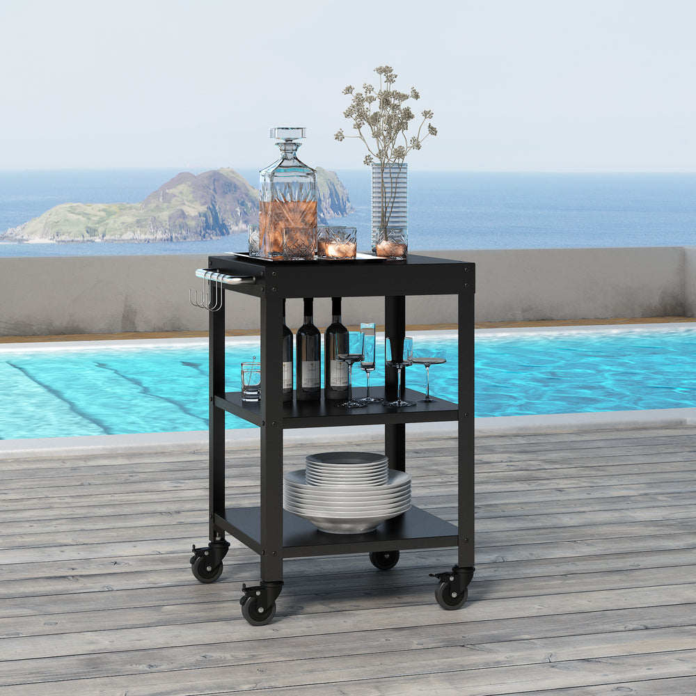 Udendørs serveringsvogn Bolognano stål 81x50x50 cm [casa.pro]