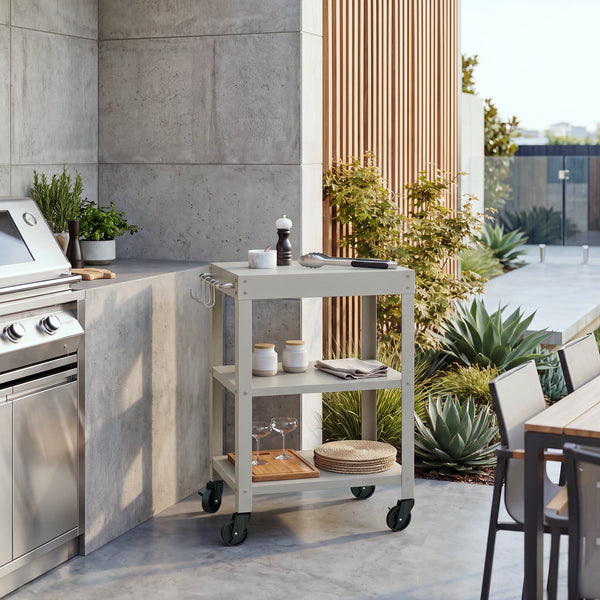 Udendørs serveringsvogn Bolognano stål 81x50x50 cm [casa.pro]