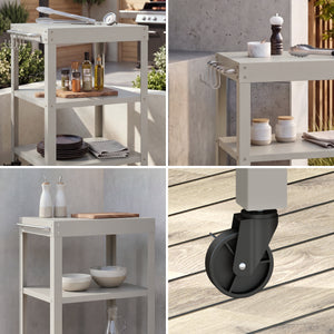 Udendørs serveringsvogn Bolognano stål 81x50x50 cm [casa.pro]