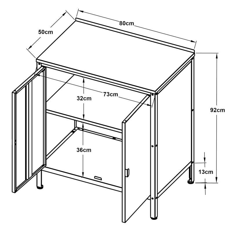 Målskitse Udendørs skab Bolognano 92x80x50 cm [casa.pro]