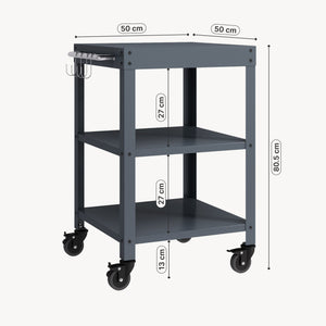 Udendørs serveringsvogn Bolognano stål 81x50x50 cm [casa.pro]