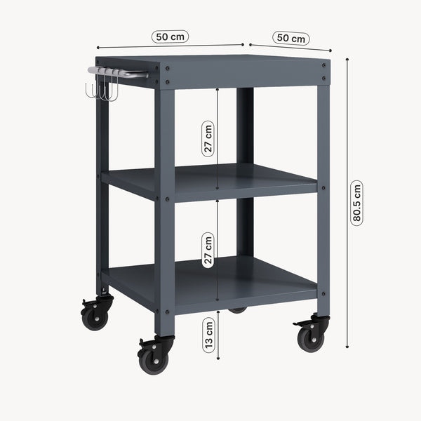 Udendørs serveringsvogn Bolognano stål 81x50x50 cm [casa.pro]