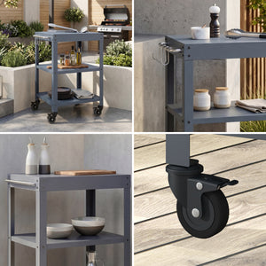 Udendørs serveringsvogn Bolognano stål 81x50x50 cm [casa.pro]