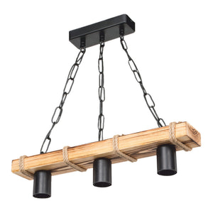 Pendellampe Hemel E27 metal massivt træ jute reb sort / trælook / jute farver i forskellige størrelser. størrelser [lux.pro]