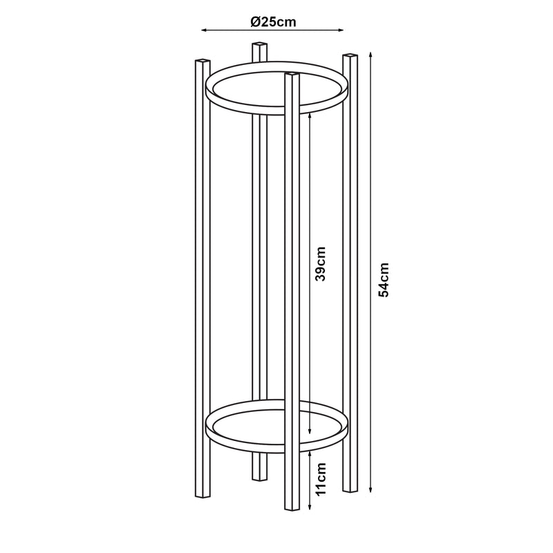 Målskitse Tuusula plantestativ med hylder metal sort [en.casa].