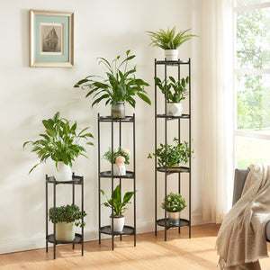 Tuusula plantestativ med hylder metal sort [en.casa].