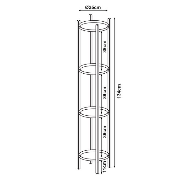 Tuusula plantestativ med hylder metal sort [en.casa].