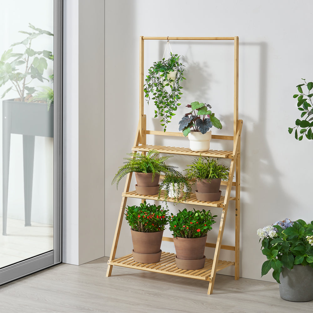 Planteholder Brändö 3 - Niveauer 144 x 70 x 39,5 cm bambus [en.casa] - premiumXL
