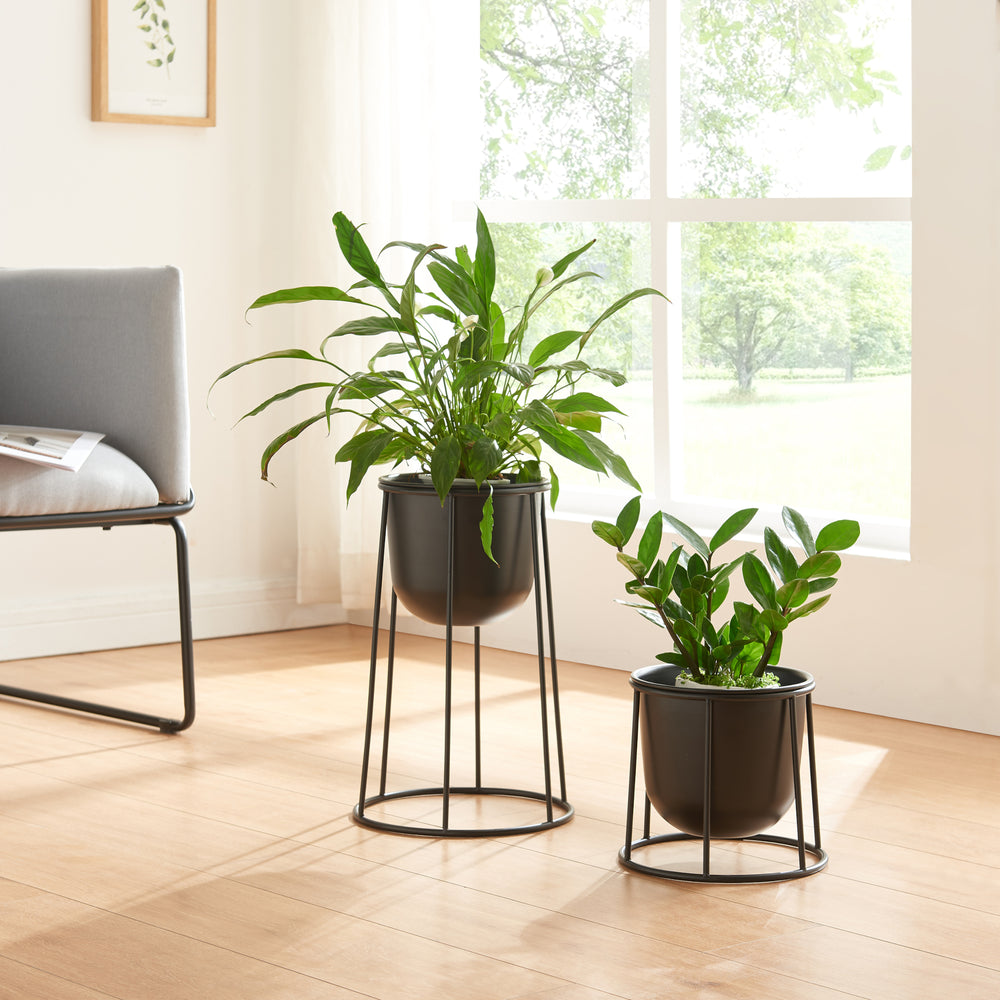 Planteholder Nesseby 2 stk. metal sort [en.casa] - premiumXL
