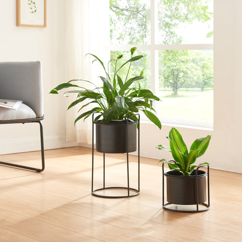 Planteholder Osen 2-pak Metal Sort [en.casa] - premiumXL