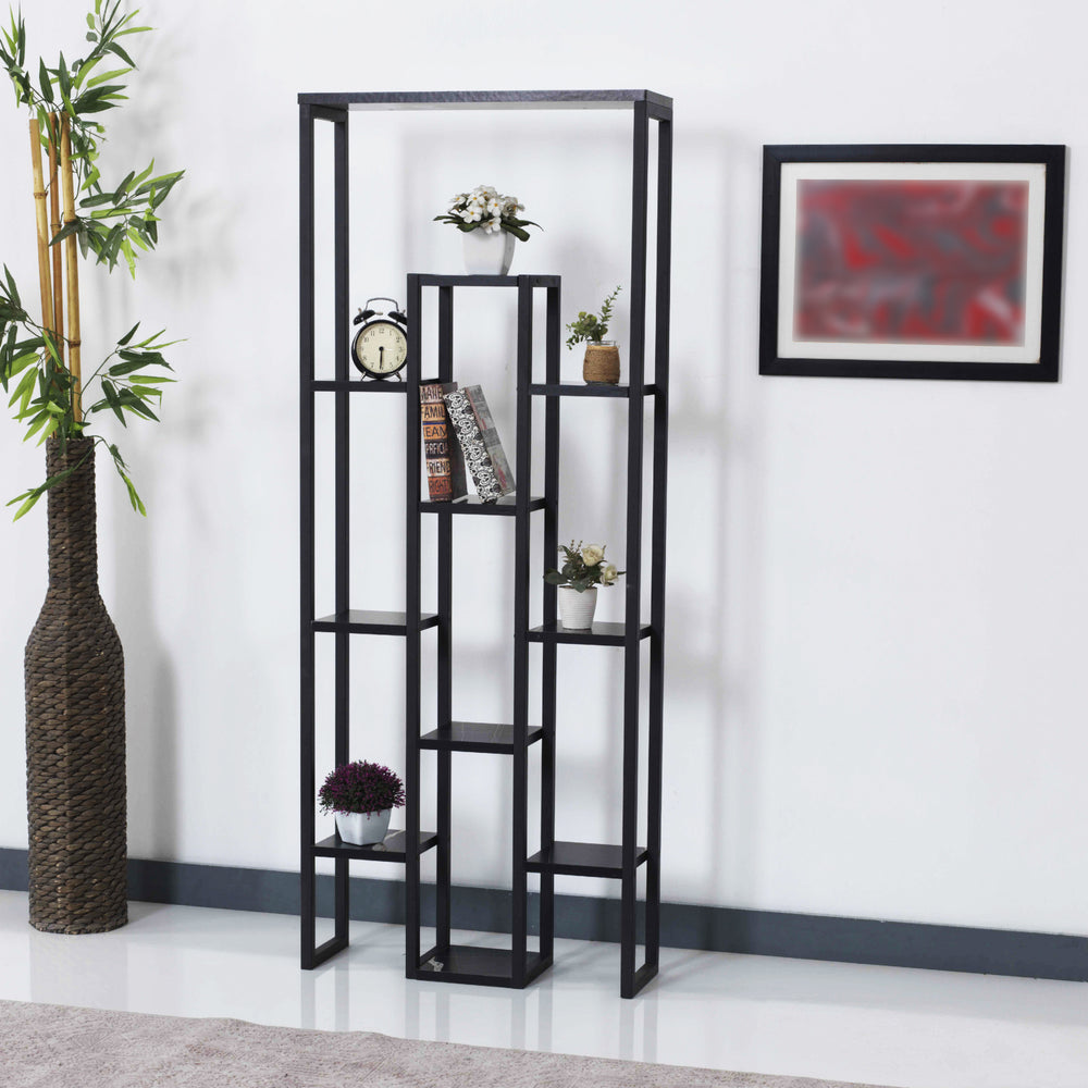 Plantehylde Blaavandshuk 150 x 60 x 19 cm Sort / Marmor-look [en.casa] - premiumXL