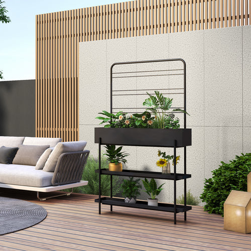 Udendørs planteholder Aalsmeer metal 154x96x24 cm sort [casa.pro] - premiumXL