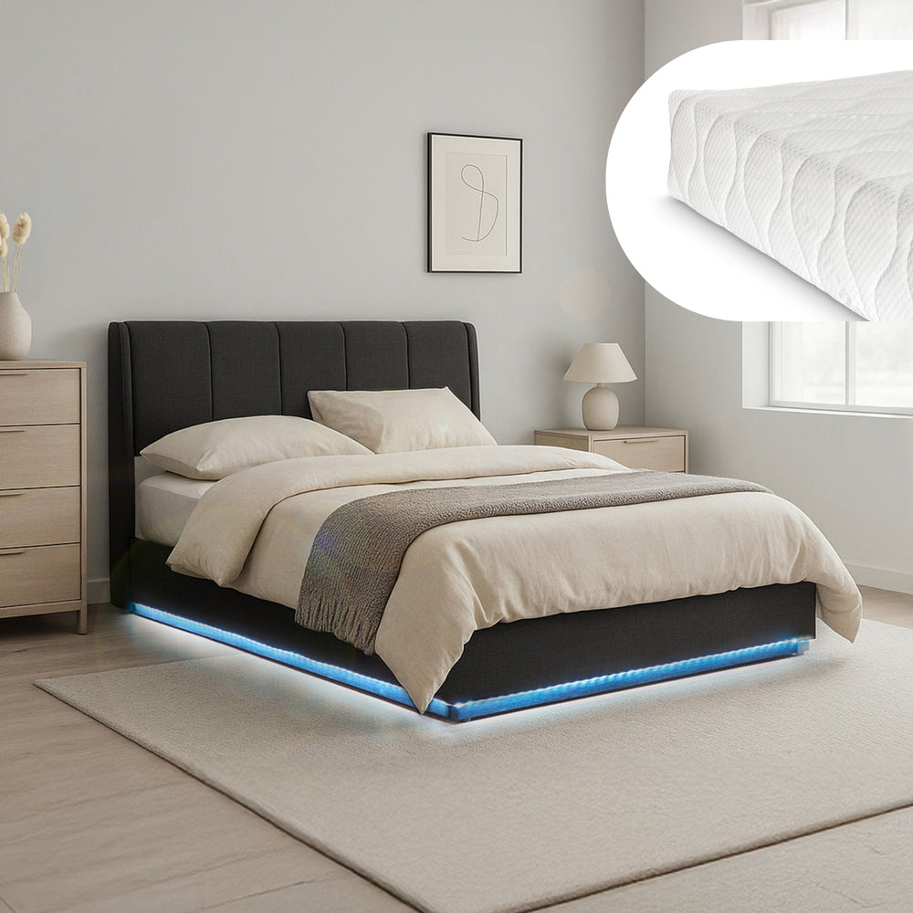 LED-polstret seng Tröstiar med madras [en.casa]