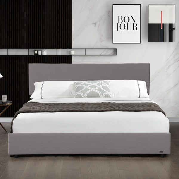 Polstret seng Juva i fløjl med lamelramme Corium