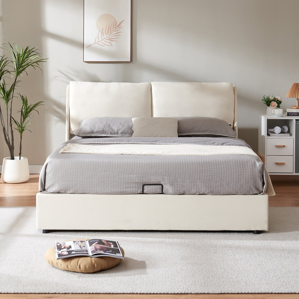 Lunner polstret seng med madras [en.casa]