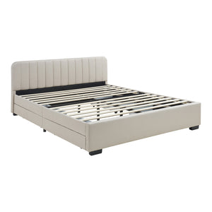 Cama matrimonio Nofrenna 4 cajones tapizada [en.casa]