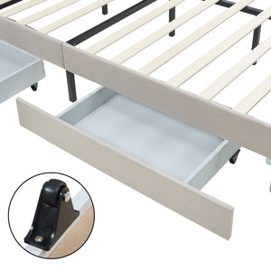 Cama matrimonio Nofrenna 4 cajones tapizada [en.casa]