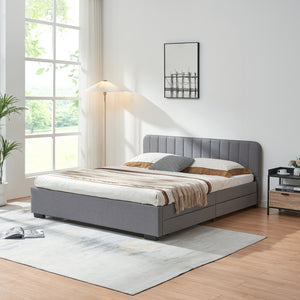 Nofrenna polstret seng med 4 linnedskuffer [en.casa]