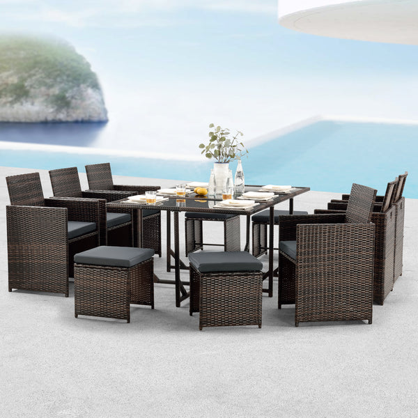 Polyrattan-siddegruppe Laredo XL forskellige farver [en.casa]