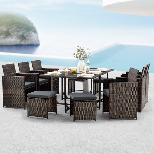 Polyrattan-siddegruppe Laredo XL forskellige farver [en.casa]