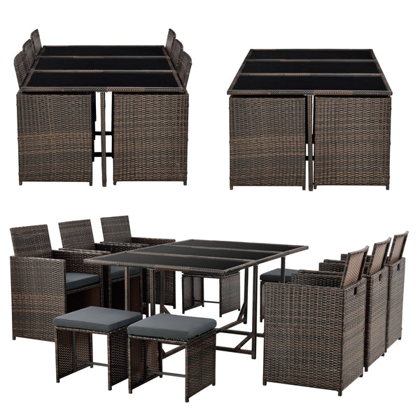 Polyrattan-siddegruppe Laredo XL forskellige farver [en.casa]
