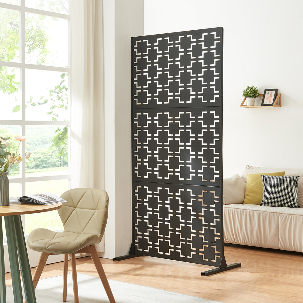 Indendørs rumdeler Aaskis stål 200x100x50 cm sort [casa.pro] - premiumXL