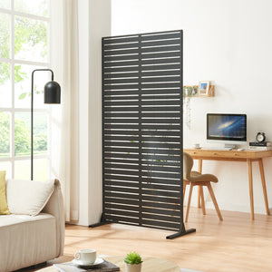 Indendørs rumdeler Trolu stål 200x100x50 cm sort [casa.pro] - premiumXL