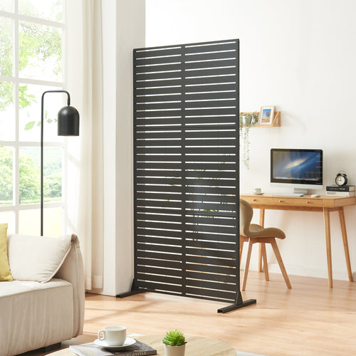 Indendørs rumdeler Trolu stål 200x100x50 cm sort [casa.pro] - premiumXL