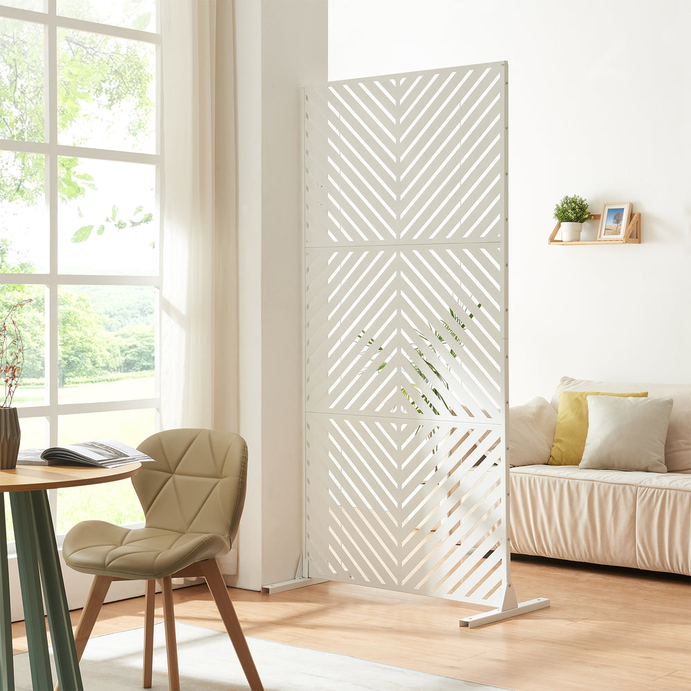 Indendørs rumdeler Kekan stål 200x100x50 cm hvid [casa.pro] - premiumXL