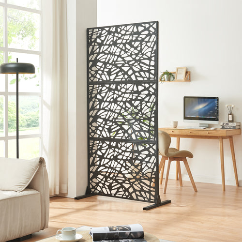 Indendørs rumdeler Poskind stål 200x100x50 cm sort [casa.pro] - premiumXL
