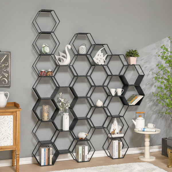 Juego de 2/3/4 estantes Tand metal 32x37x19cm - Negro [en.casa]