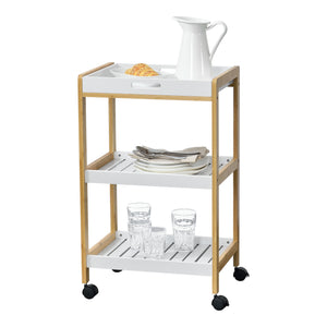 Serveringsvogn Lugano 75x46x35 cm Vogn med hylde hvid/natur en.casa