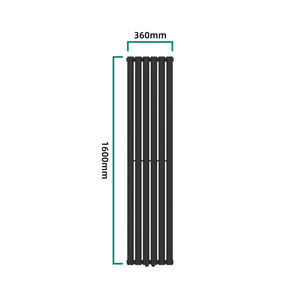 Design rørformet radiator Nore sort 160x36cm dobbeltlag 1198W [neu.haus]
