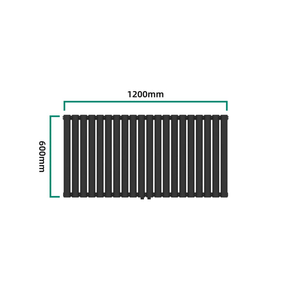 Design rørformet radiator Nore Black 60x120cm Enkeltlag 857W [neu.haus].