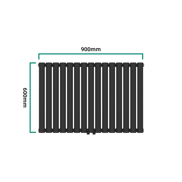 Design rørformet radiator Nore sort 60x90cm dobbeltlag 1180W [neu.haus].