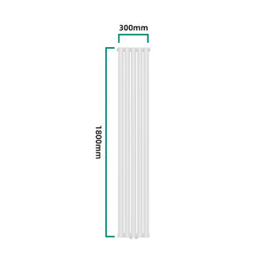 Design rørformet radiator Nore Hvid 180x30cm dobbeltlag 1122W [neu.haus]