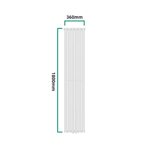 Design rørformet radiator Nore Hvid 180x36cm Enkeltlag 707W [neu.haus]