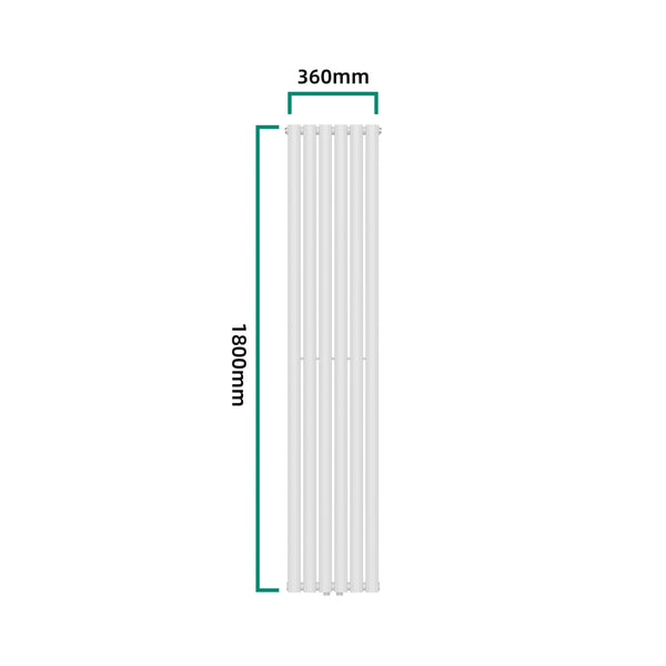 Design rørformet radiator Nore Hvid 180x36cm Enkeltlag 707W [neu.haus]