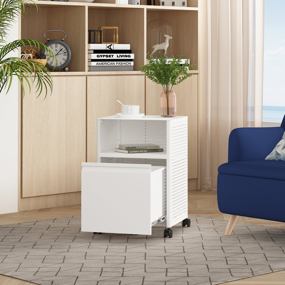 Archivador con ruedas Velvevn 1 cajón acero 54x40x36cm [en.casa]