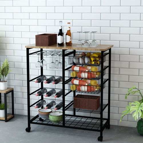 Serveringsvogn Rønnede Metal Sort [en.casa]