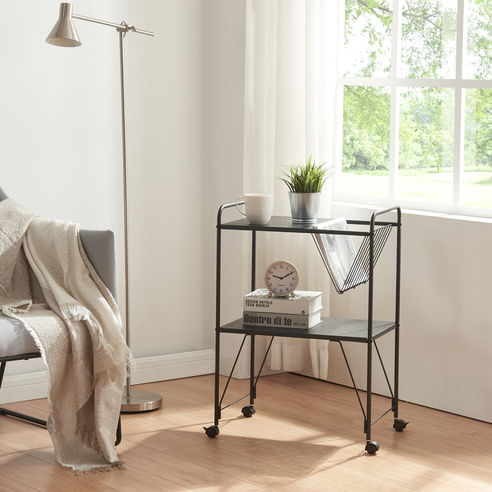 Serveringsvogn Austrheim 73x50x33cm Sort [en.casa] - premiumXL