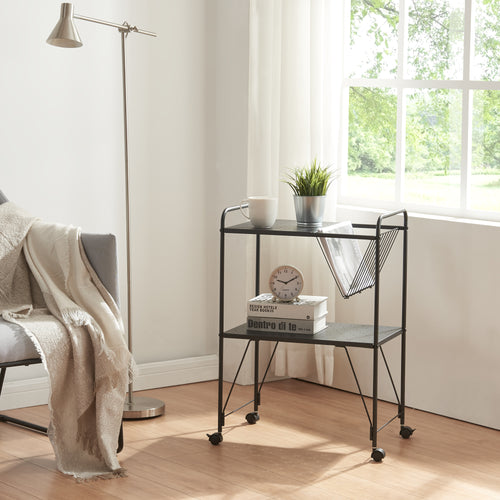 Serveringsvogn Austrheim 73x50x33cm Sort [en.casa] - premiumXL