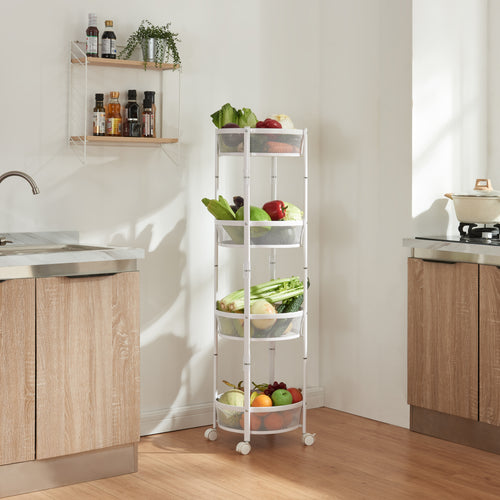 Rullebord Sørreisa med 4 niveauer 123xØ37,5cm Hvid [en.casa] - premiumXL