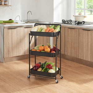 Vogn Vörå med 3 niveauer 88x45x30cm sort [en.casa].