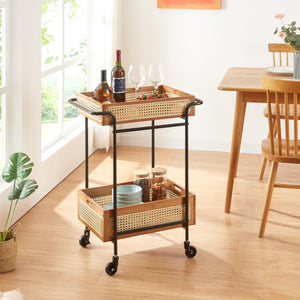 Serveringsvogn Tervola 81x61x39 cm rattanlook [en.casa] - premiumXL