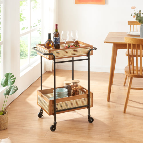 Serveringsvogn Tervola 81x61x39 cm rattanlook [en.casa] - premiumXL