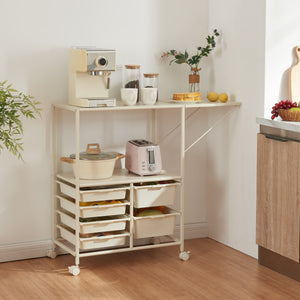 Trolley Sørfold med kasser 100x37x85cm Hvid [en.casa].