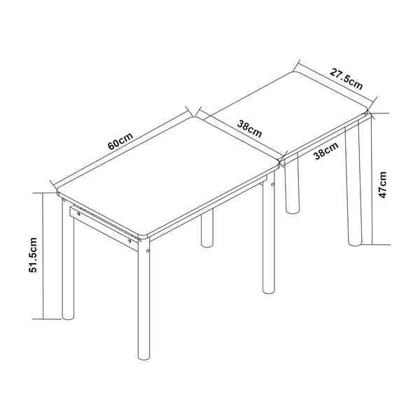 Børnebord Skellefteå 60x38x52 cm [en.casa]